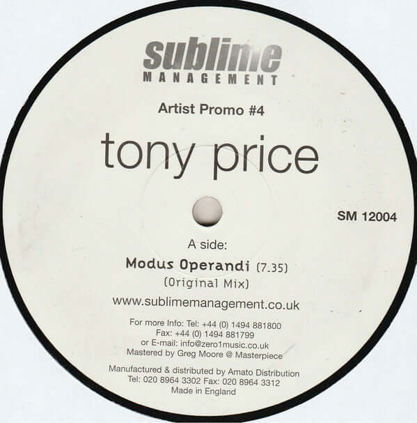 Tony Price - Modus Operandi